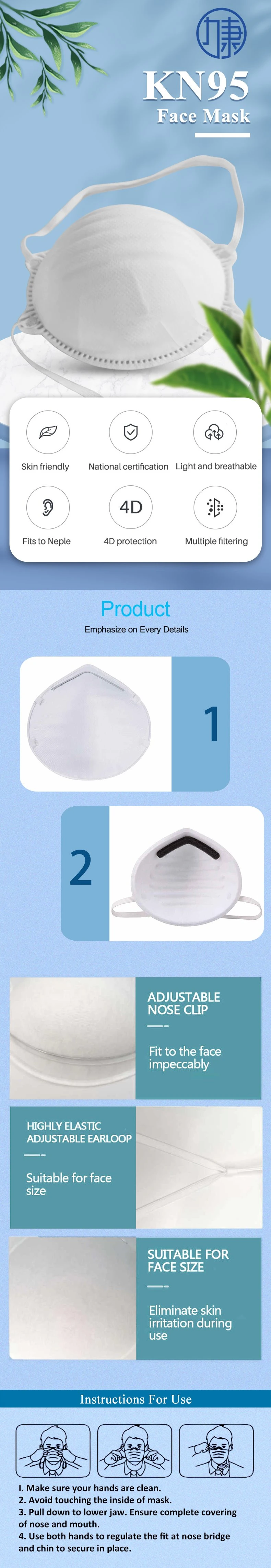 Cup-Shape Protect Against Xxxxx-19 N95 KN95 Mask with Valve Cubrebocas Single Use Four Layers of Protection Mask